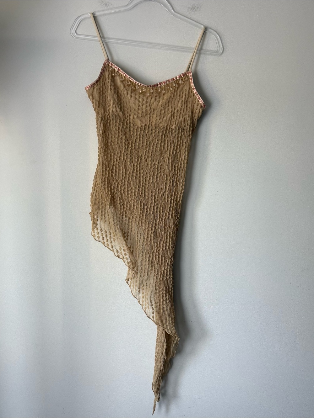 XOXO sheer asymmetrical tank top